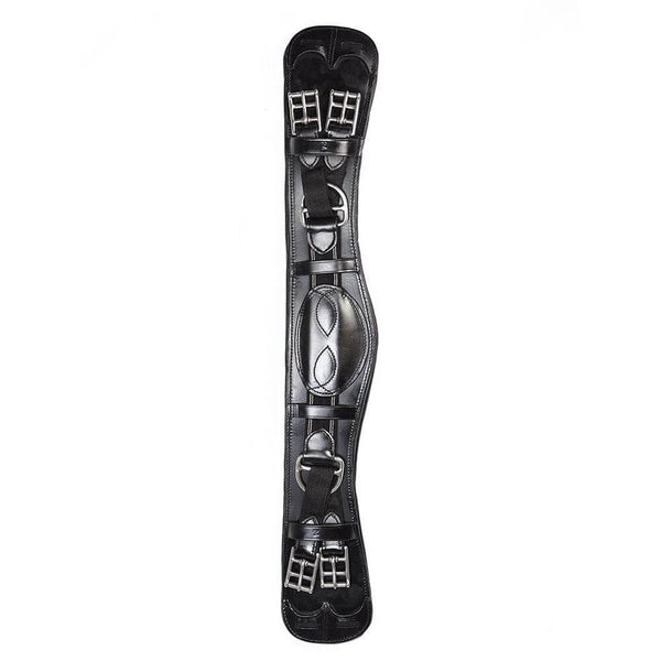 ANATOMICAL INBUILT ELASTIC DRESSAGE GIRTH - BLACK - Flexible Fit Equestrian LLC