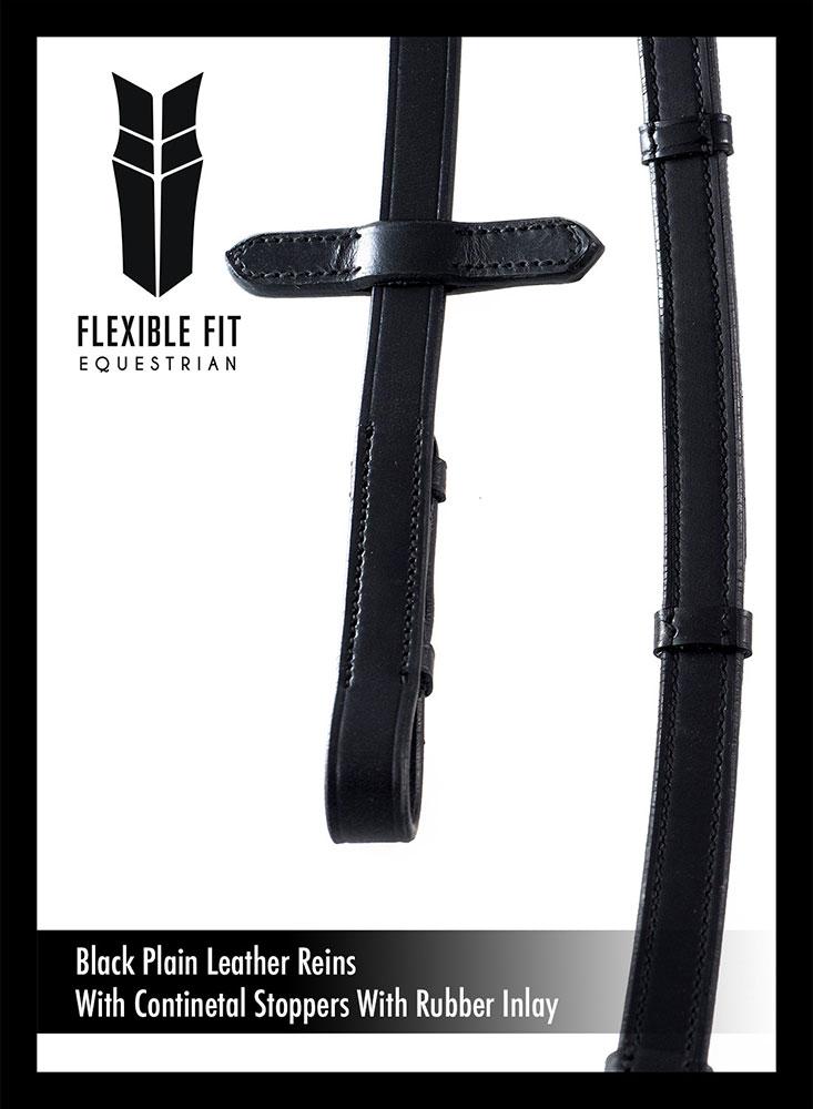PLAIN LEATHER WITH RUBBER INSOLE AND CONTINENTAL STOPPERS BLACK - Flexible Fit Equestrian LLC