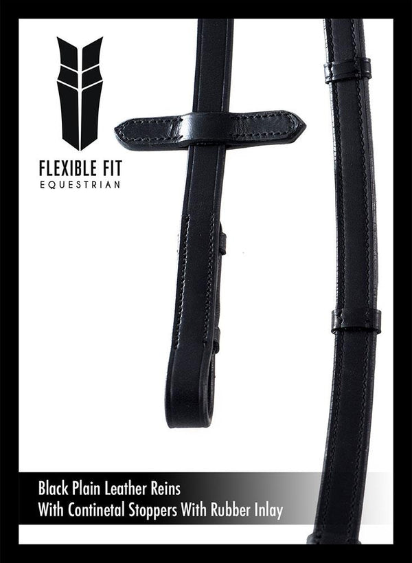 PLAIN LEATHER WITH RUBBER INSOLE AND CONTINENTAL STOPPERS BLACK - Flexible Fit Equestrian LLC