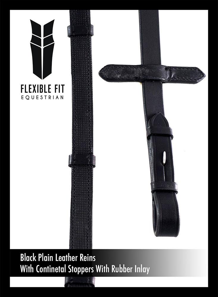 PLAIN LEATHER WITH RUBBER INSOLE AND CONTINENTAL STOPPERS BLACK - Flexible Fit Equestrian LLC