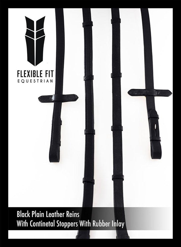 PLAIN LEATHER WITH RUBBER INSOLE AND CONTINENTAL STOPPERS BLACK - Flexible Fit Equestrian LLC