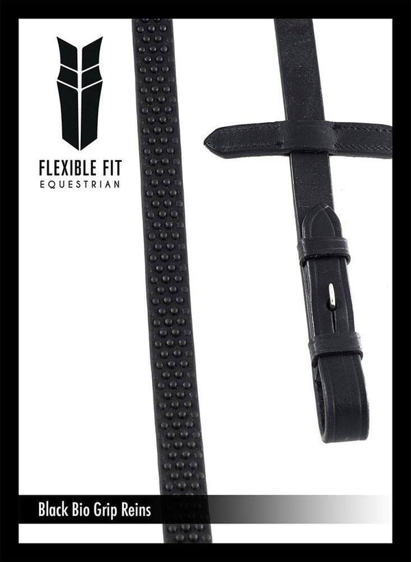 BIO GRIP BLACK REINS - Flexible Fit Equestrian LLC