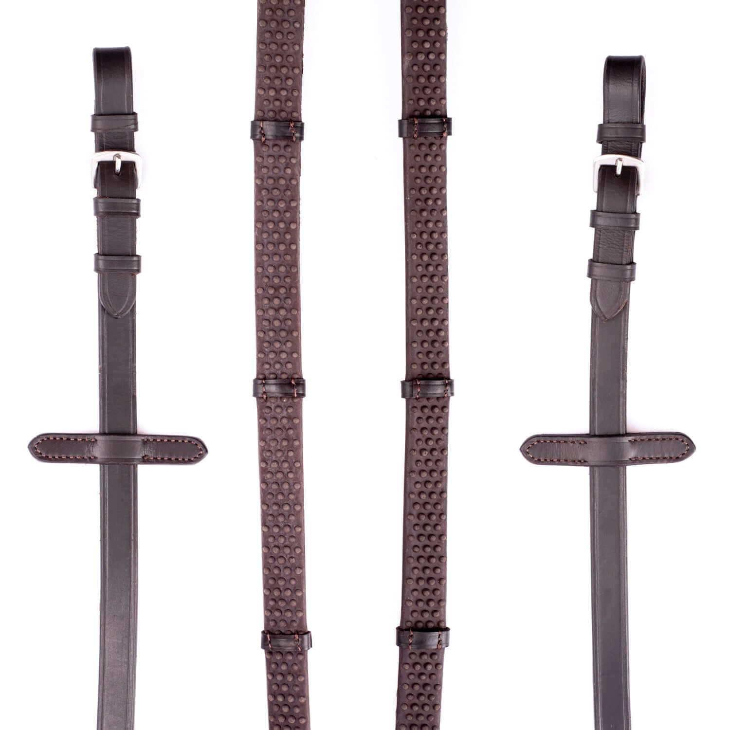 Bio Grip Buckle Reins with Continental Stoppers - Havana