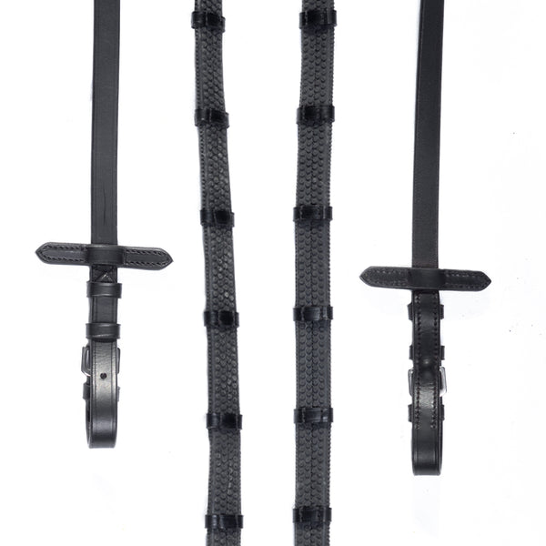 Rubber Grip Reins - Black