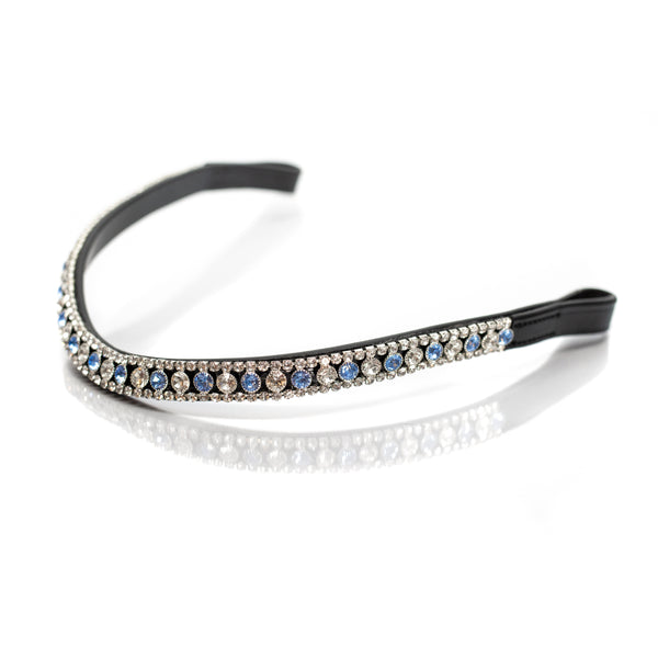 Sky Blue and Clear Crystal Thin Wave Browband - Black
