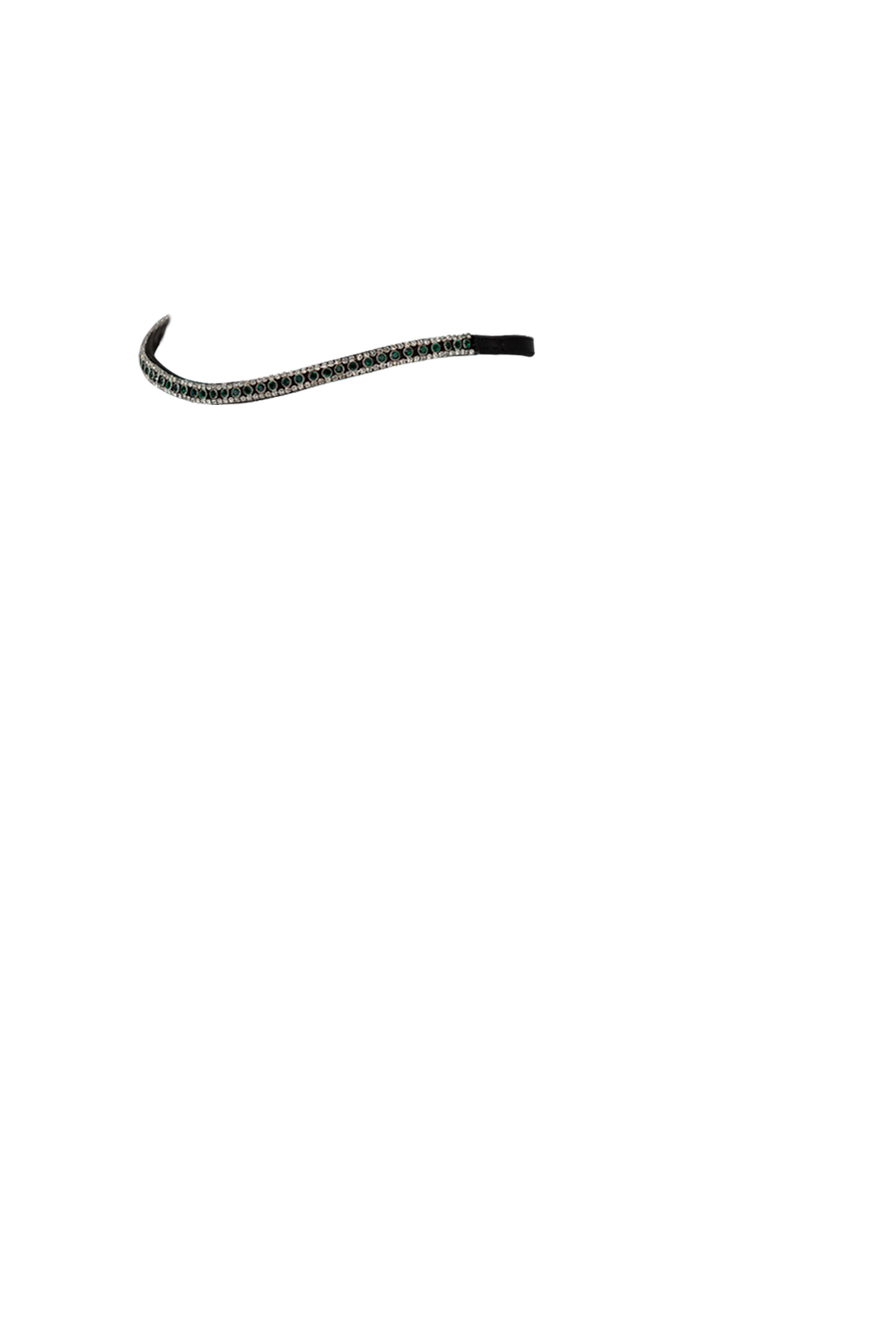 Emerald Green and Clear Crystal Thin Wave Browband - Black