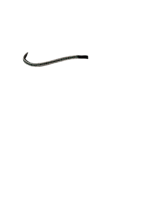 Emerald Green and Clear Crystal Thin Wave Browband - Black
