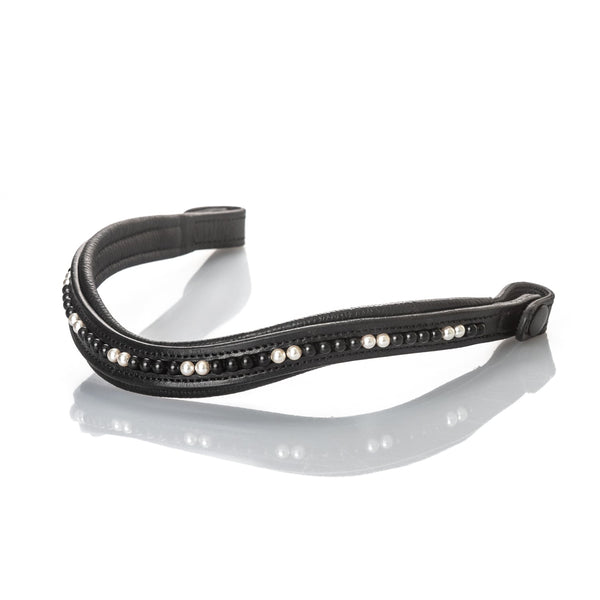 Mystic Black Pearl Snap Browband | Black & Cream Pearl Wave Browband
