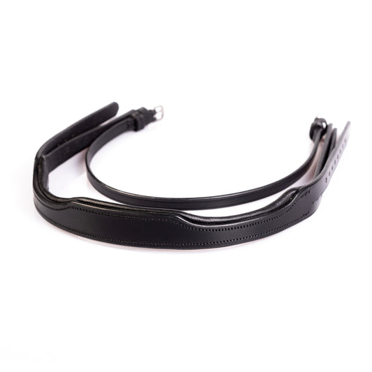 Premiere Anatomical MonoCrown Headpiece With Wider Poll Pressure Relief | Padded 1/2 Cheeks, 2 Straps | Black Leather