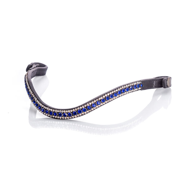 Zephyr Blue Crystal Thin Wave Browband - Black