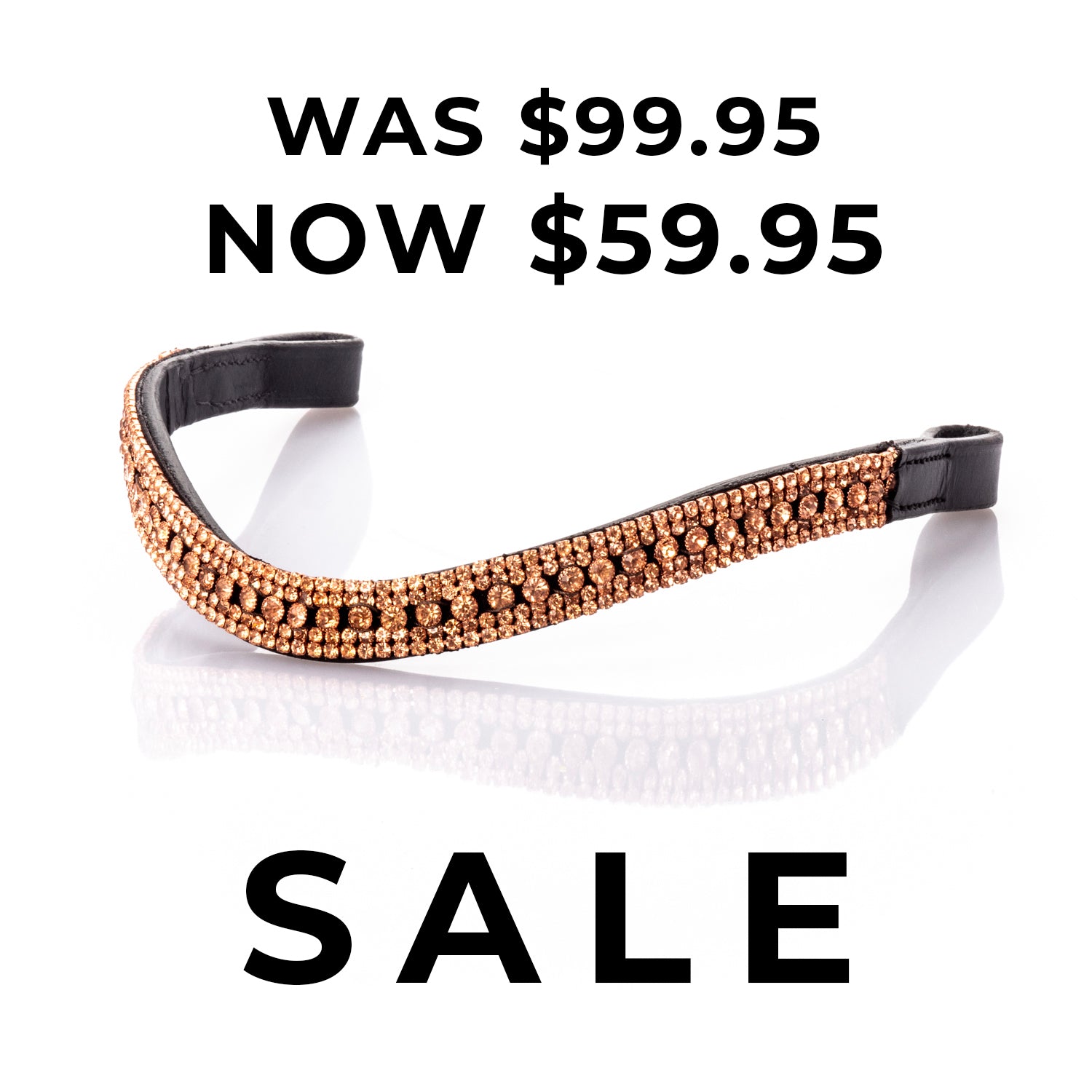 Rose Gold Crystal Princess Wave Browband - Black