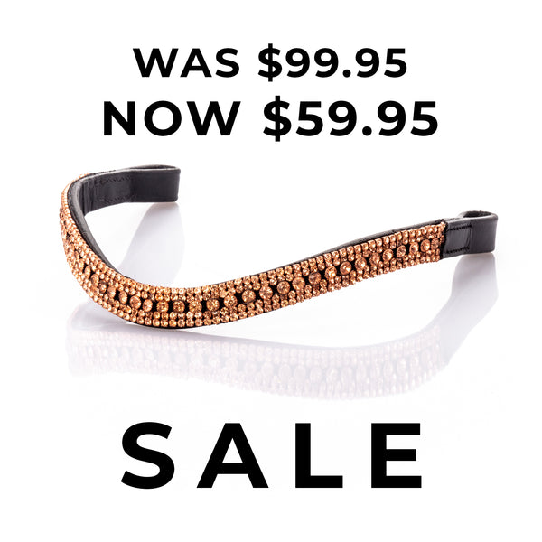 Rose Gold Crystal Princess Wave Browband - Black