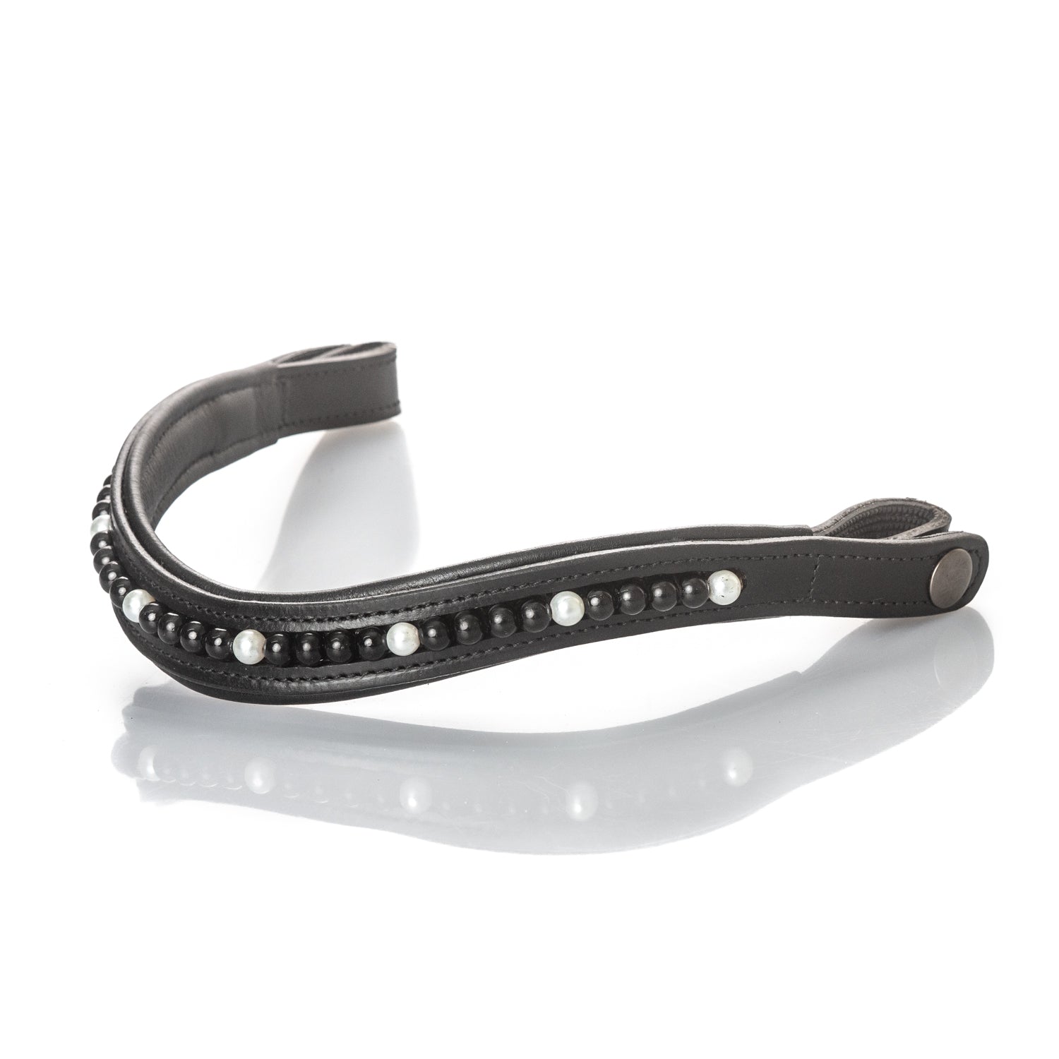 Large Pearl Mystic Black Pearl Snap Browband | Black & Cream Pearl Wave Browband