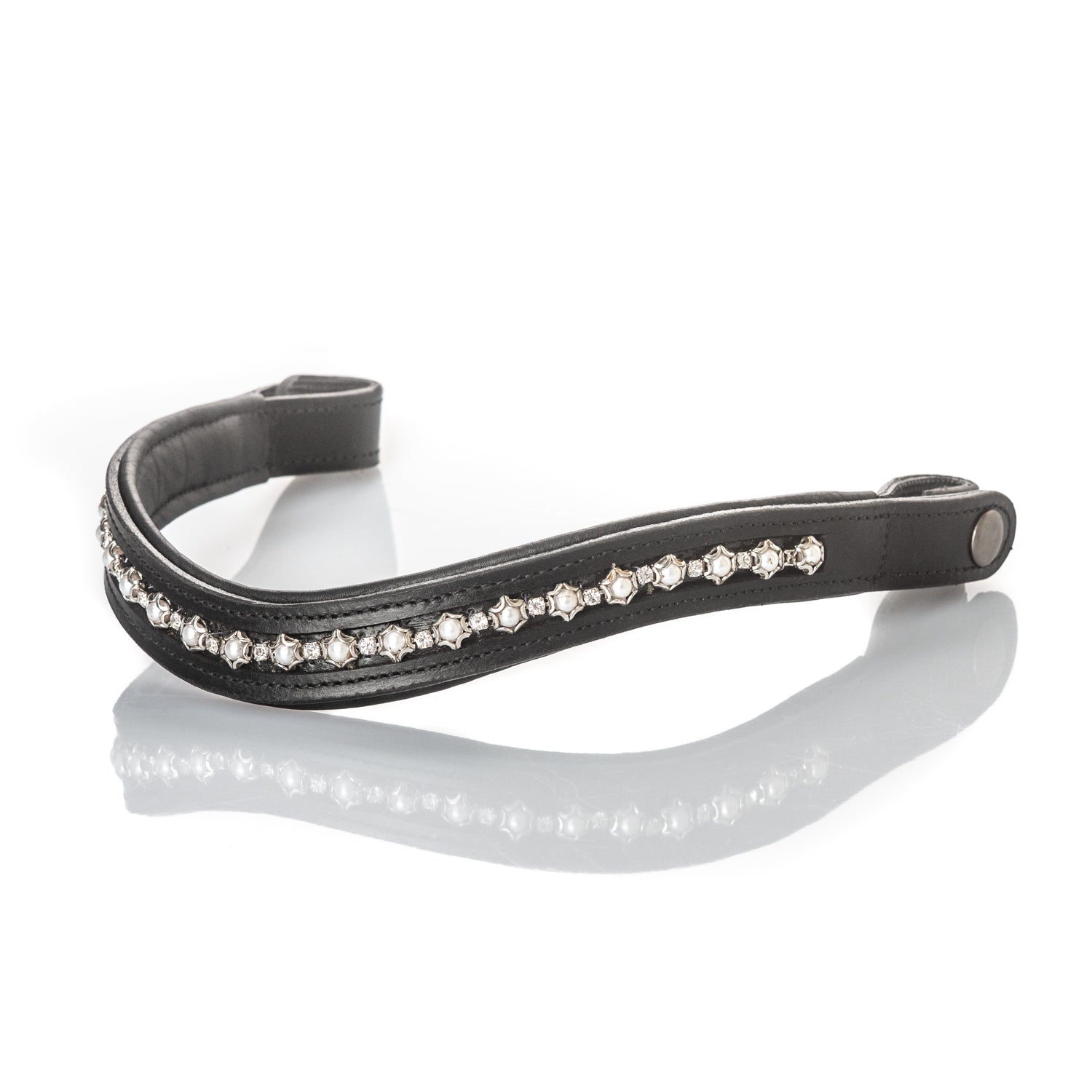 Pearl & Crystal Wave Quick Exchange Snap Browband – Black