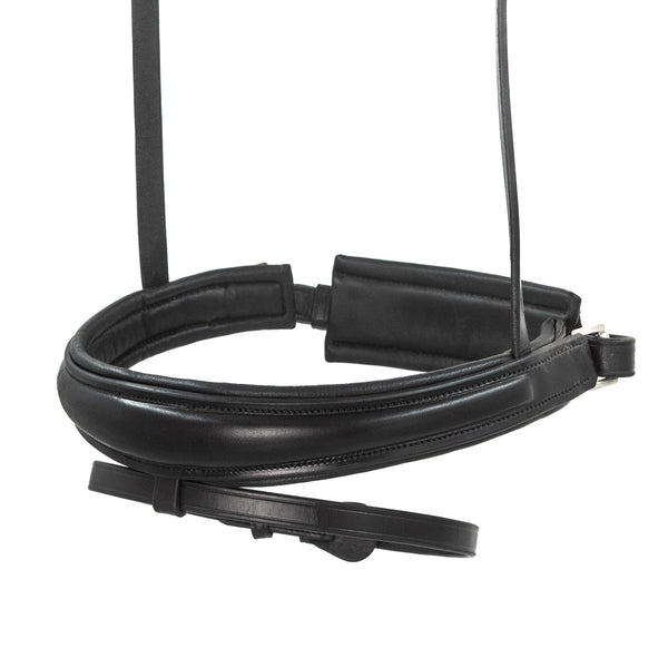 Black English Leather Snaffle Bridle 'Sam' - With Removable Flash Noseband