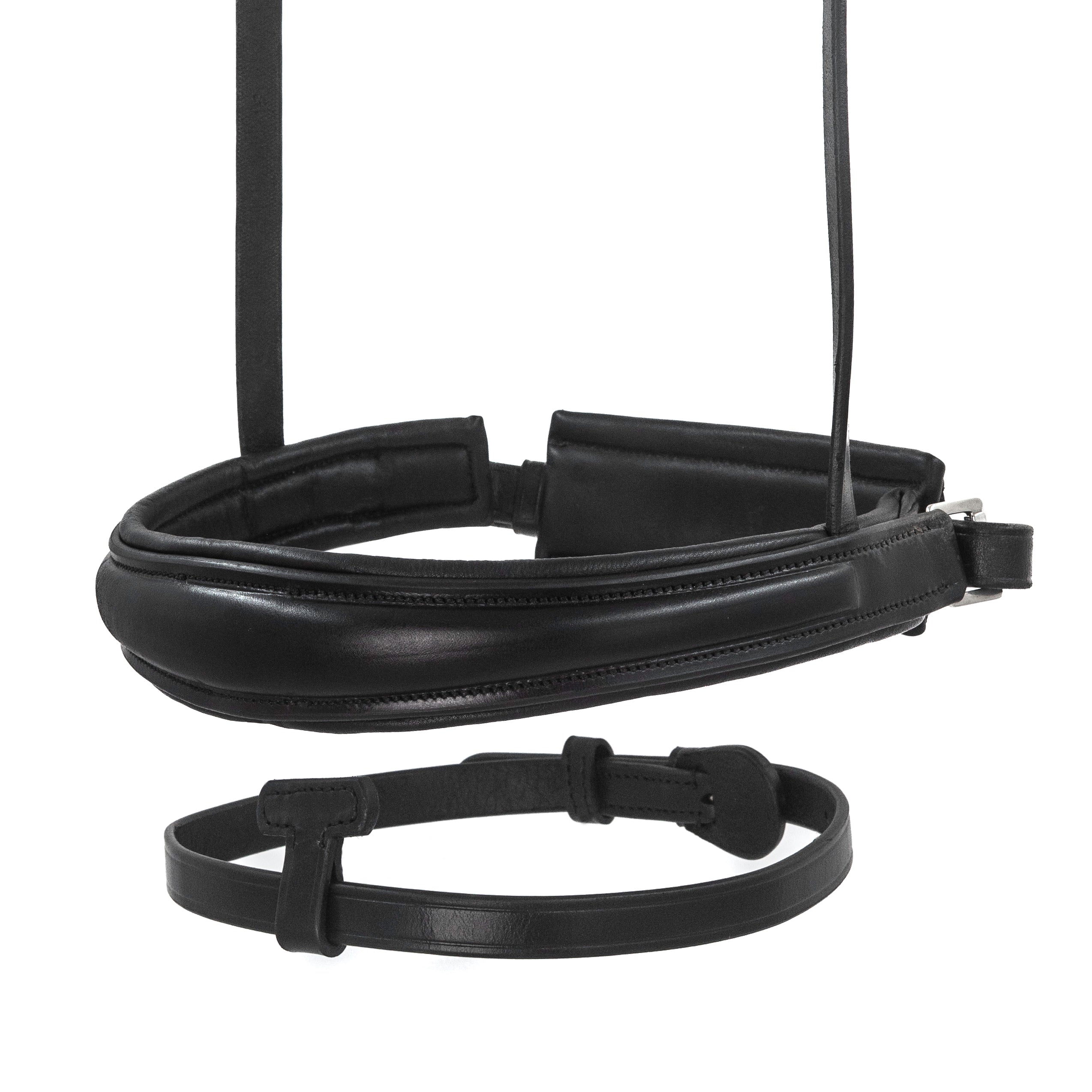 Black English Leather Snaffle Bridle 'Sam' - With Removable Flash Noseband