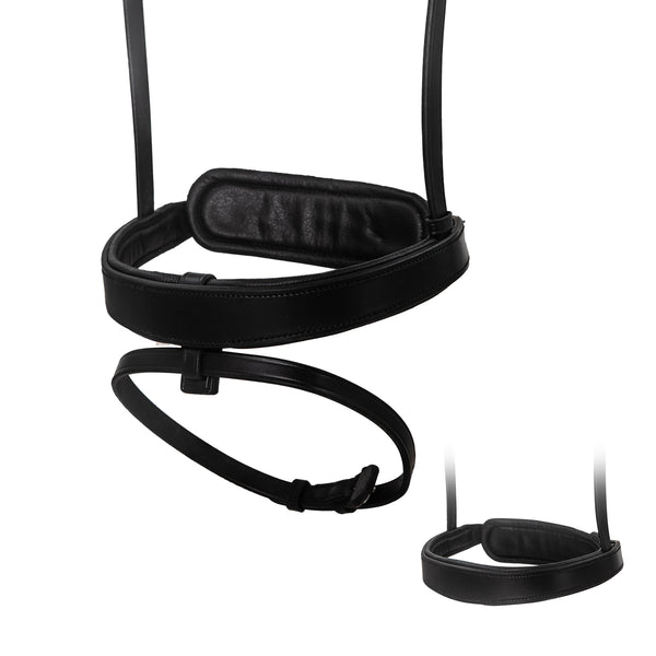 Black anatomical converter cavesson noseband with gel padding