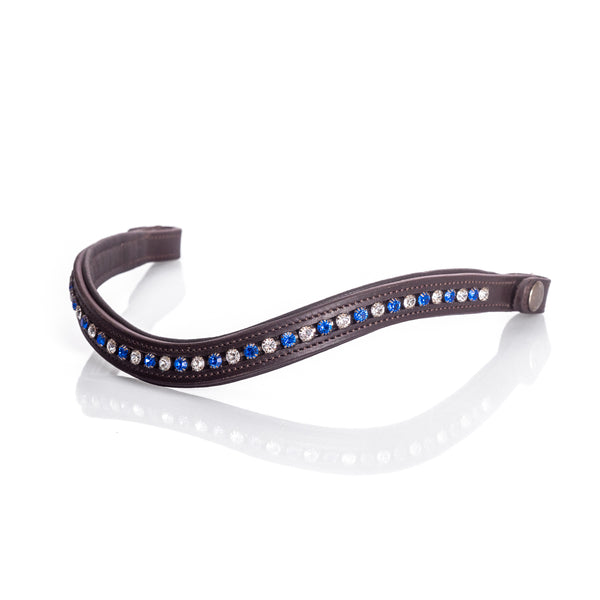 Sapphire and Clear Crystal Wave Gel Browband - Havana