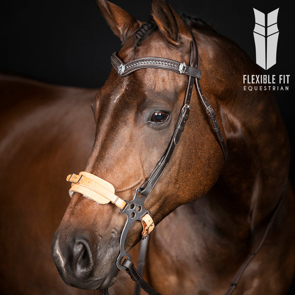 FSS Comfort Padded Crownpiece Bridle - Leather Headpiece With 3/4 Cheekpieces & Noseband Holes
