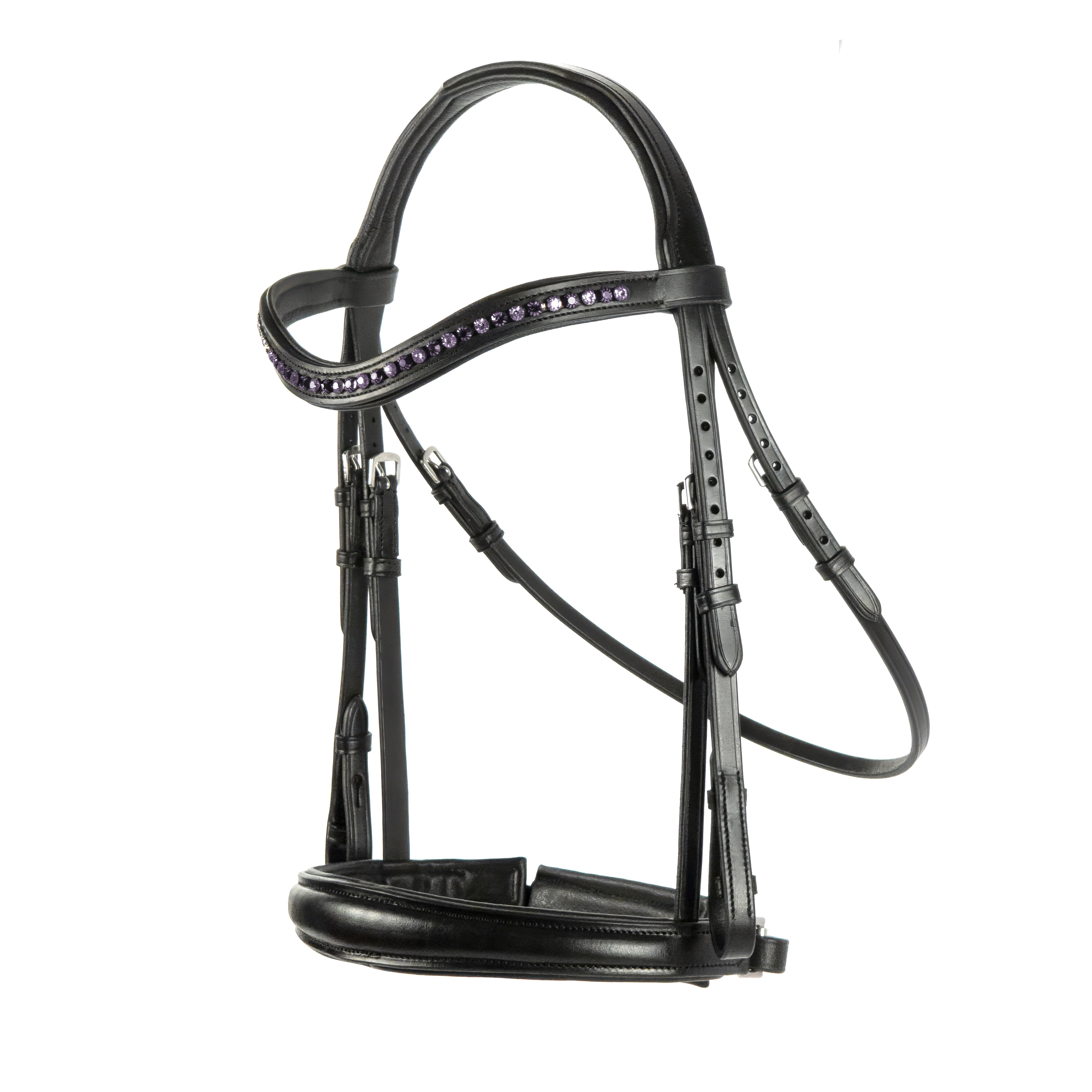 Black English Leather Snaffle Bridle 'Seraphina' - With Removable Flash Noseband