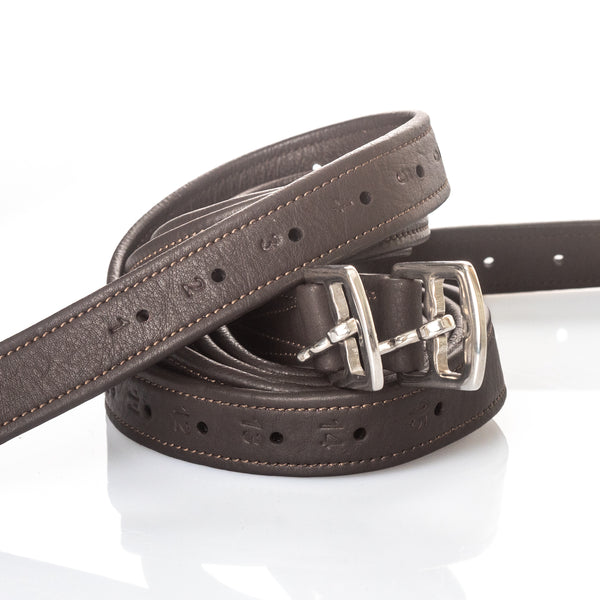 English Leather Stirrup Leathers with Webbing Core | Black & Havana