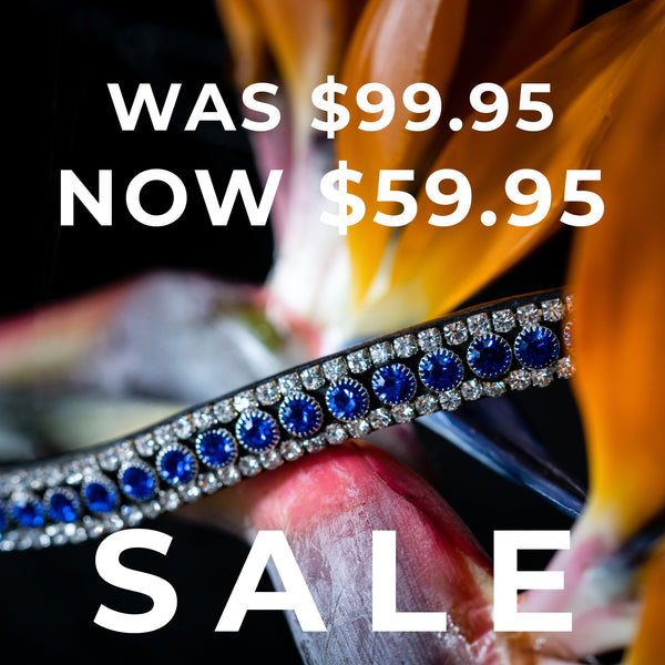 Zephyr Blue Crystal Thin Wave Browband - Black