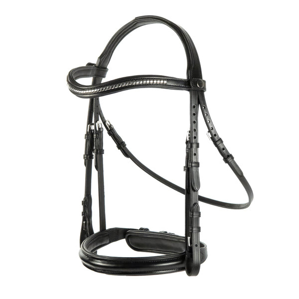 Black Snaffle Bridle 'Silvermere' - with removeable flash noseband