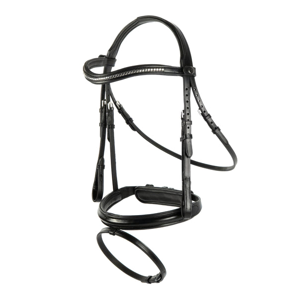 Black Snaffle Bridle 'Silvermere' - with removeable flash noseband