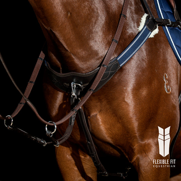 Modified Bridge Breastplate - with Blue and White Elastics