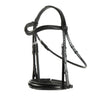 Black English Leather Snaffle Bridle 'Sam' - With Removable Flash Noseband