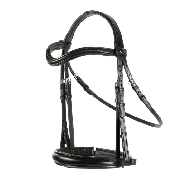 Black English Leather Snaffle Bridle 'Sam' - With Removable Flash Noseband