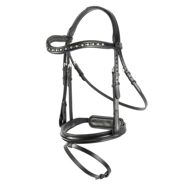 Black Snaffle Bridle 'Monaco' - with removeable flash noseband