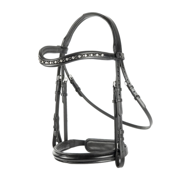 Black Snaffle Bridle 'Monaco' - with removeable flash noseband