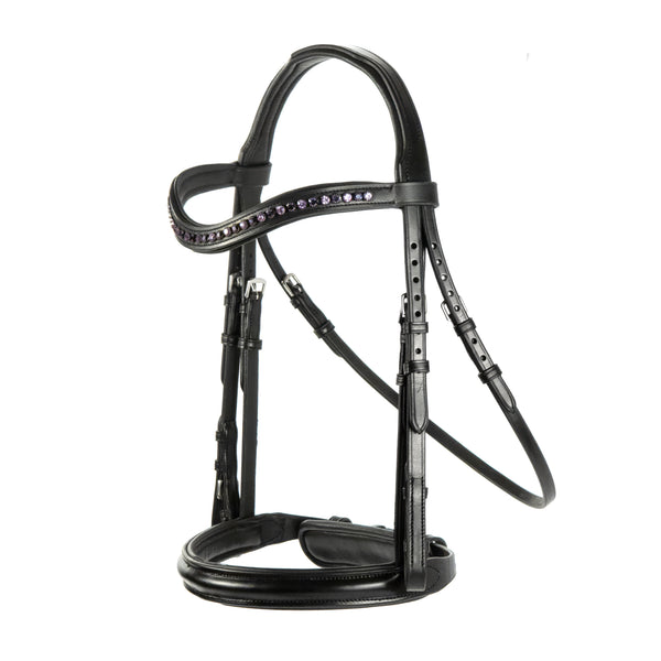 Black Snaffle Bridle 'Royale' - With Removable Flash Noseband