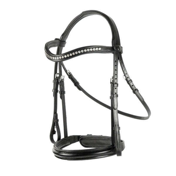 Black Snaffle Bridle 'Noir' - With Removable Flash Noseband