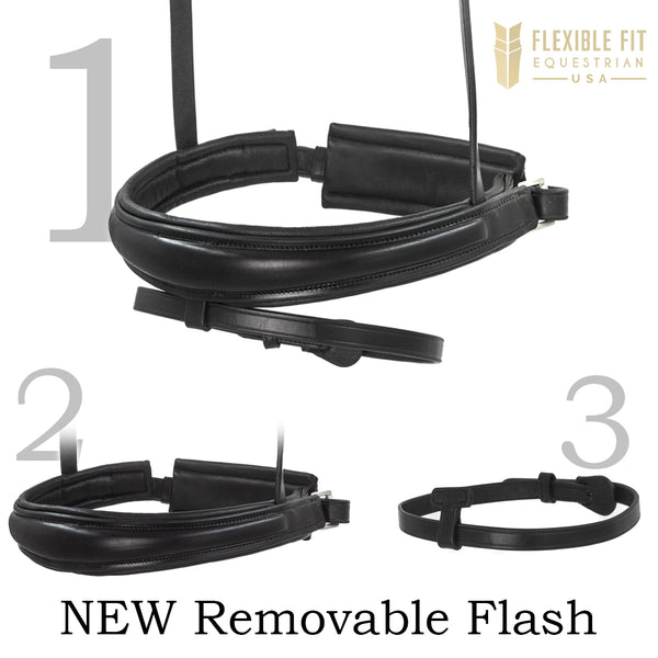 Havana Snaffle Bridle 'Belgrave' - with removeable flash noseband