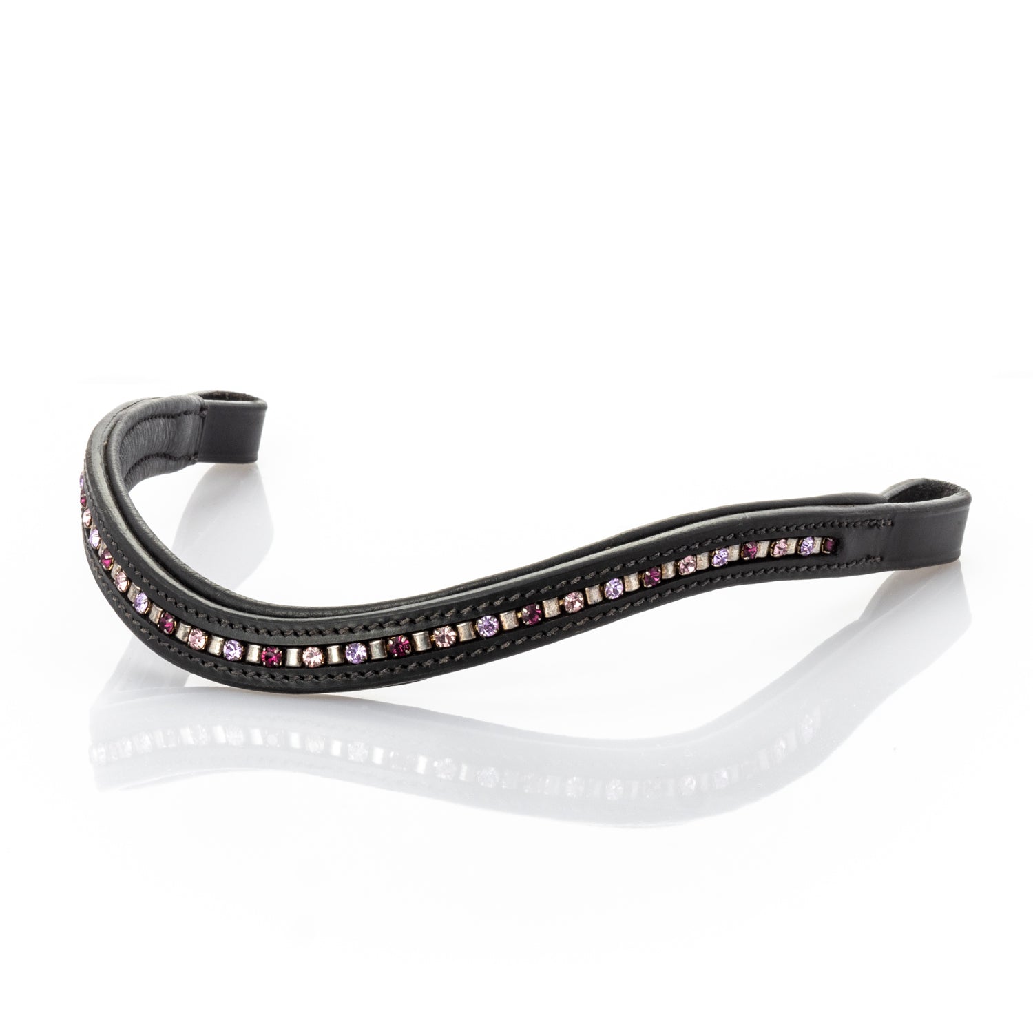 Purple and Lilac Crystal with Mini Clincher Wave Gel Browband - Black