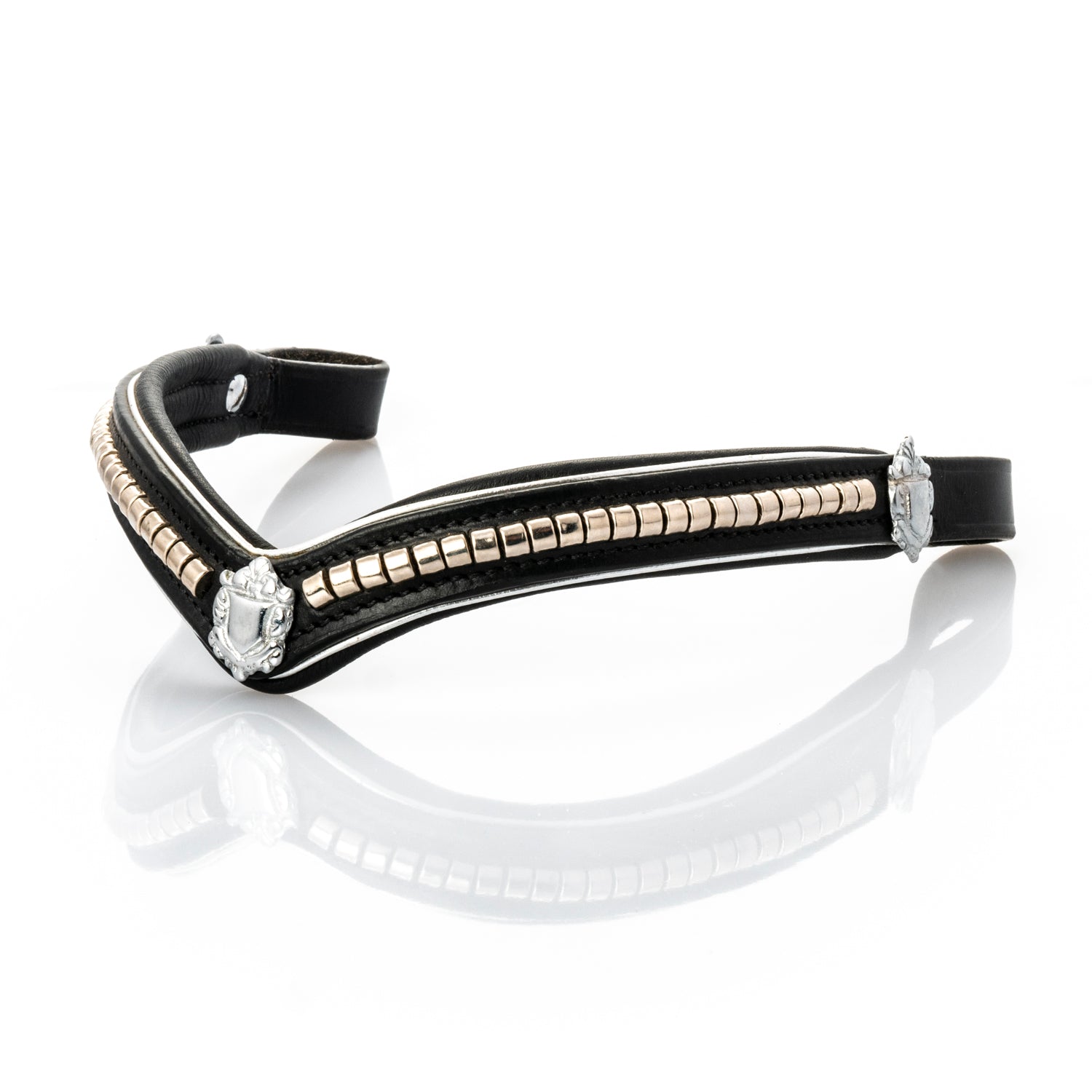 S/s Clincher with Shields and Silver Piping V Gel Browband - Black