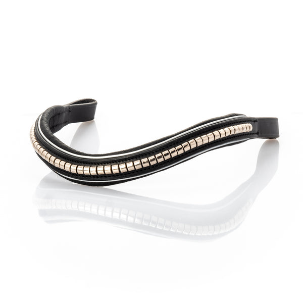 S/s Clincher with Silver Piping Wave Gel Browband - Black