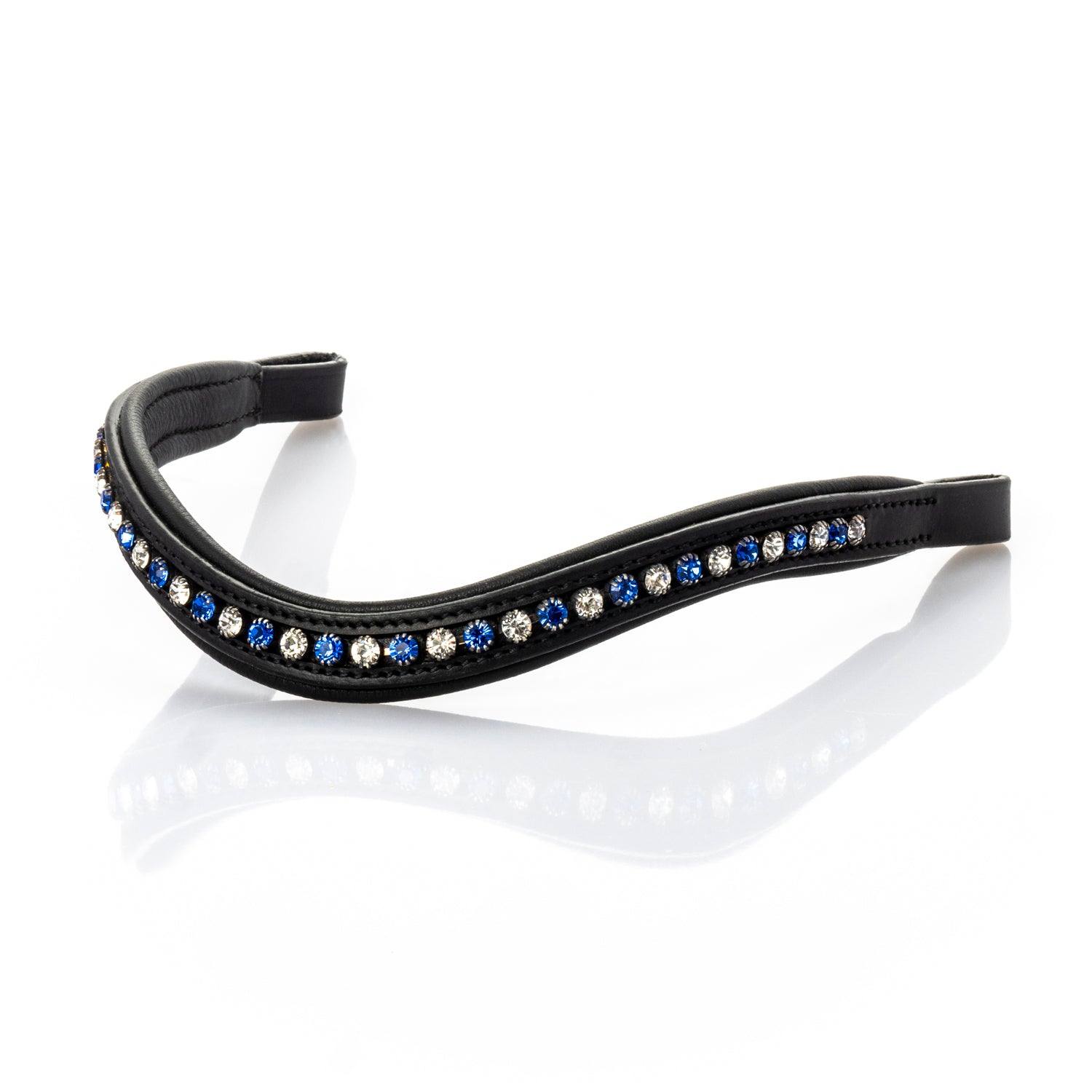 Sapphire and Clear Crystal Wave Gel Browband - Black