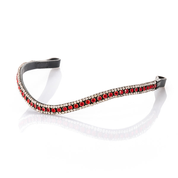 Red and Clear Crystal Thin Wave Browband - Black