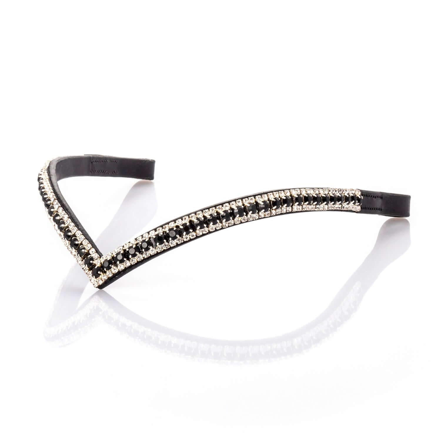 Black and Clear Thin V Browband - Black