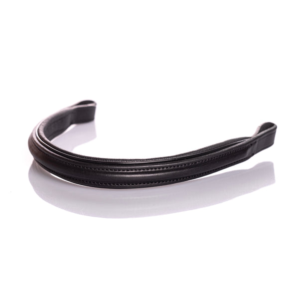 Raised Plain Straight Patent Piped Gel Browband - Black