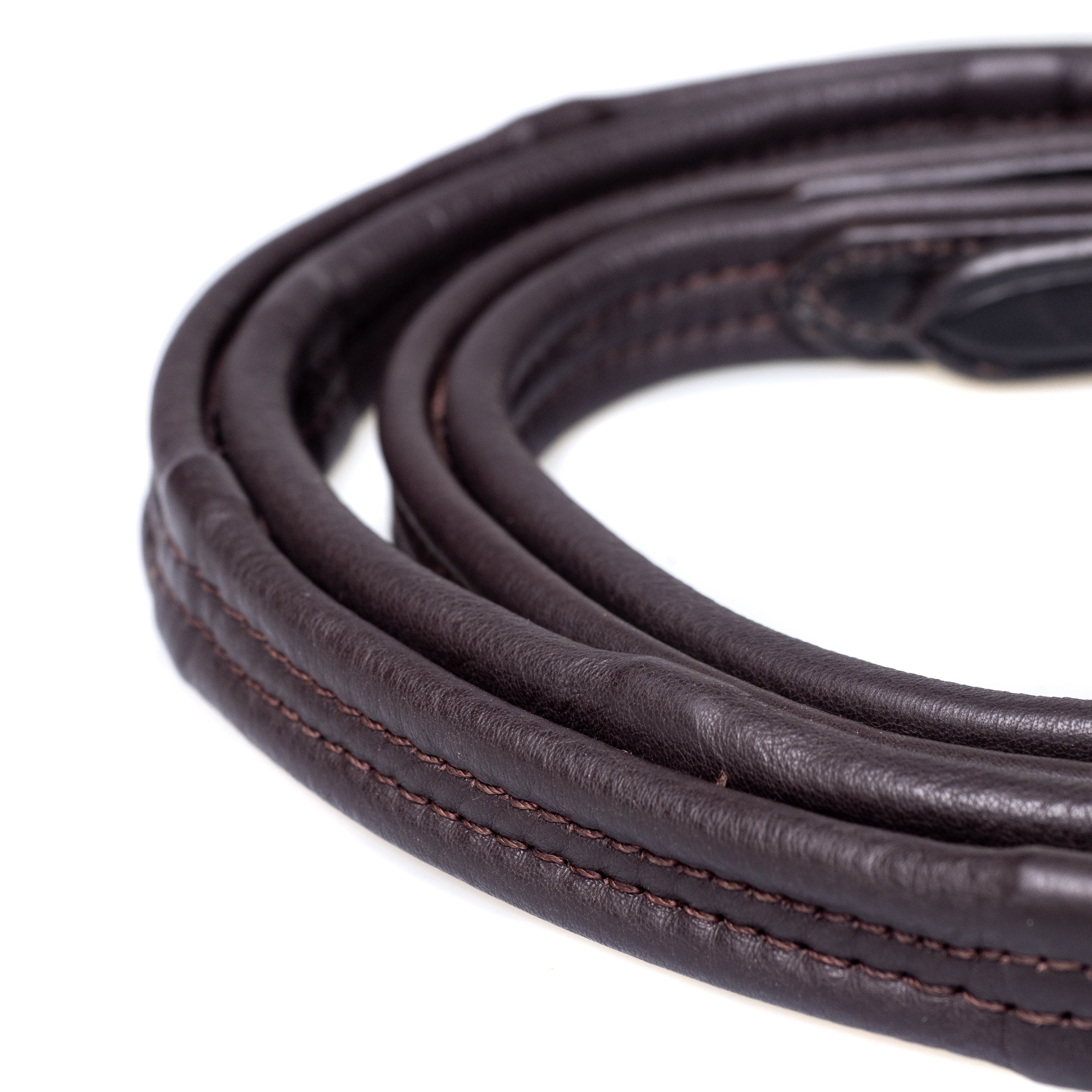 PADDED LEATHER 5/8 WIDE HAVANA REINS - Flexible Fit Equestrian LLC