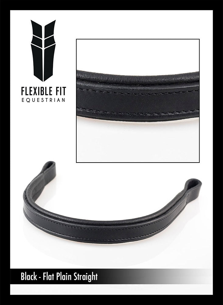 Flat Plain Straight Gel Browband - Black