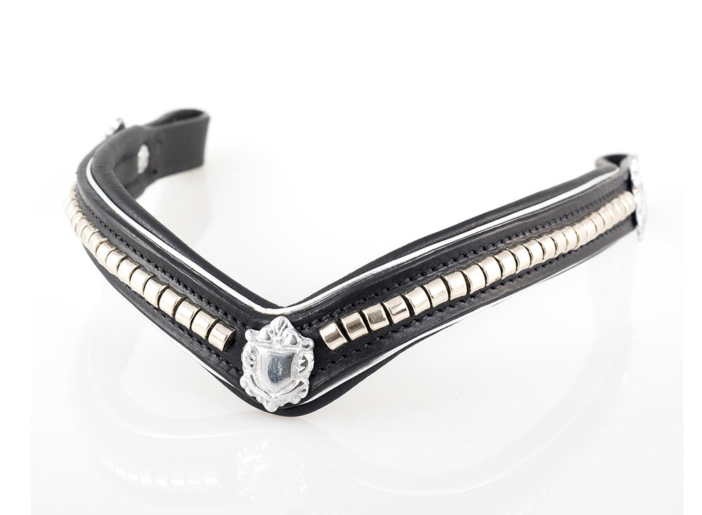 S/s Clincher with Shields and Silver Piping V Gel Browband - Black