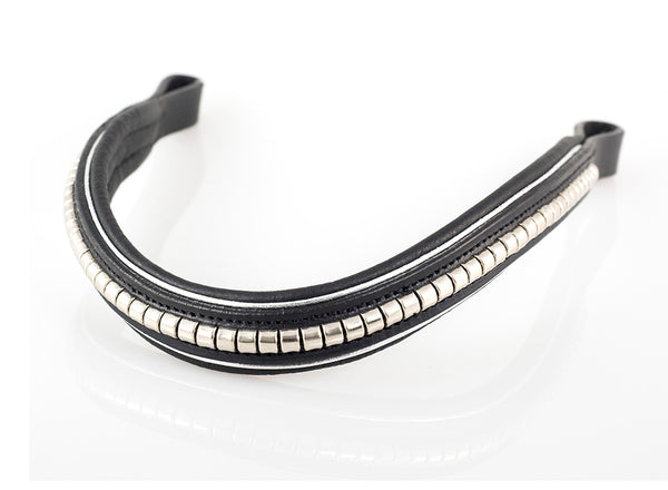 S/s Clincher with Silver Piping Wave Gel Browband - Black