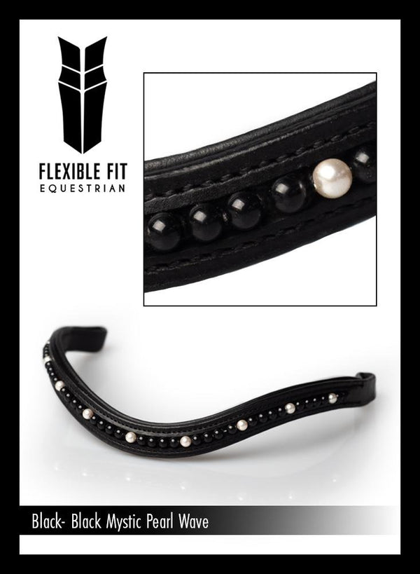 MYSTIC BLACK PEARL MID THIN WAVE - BLACK BROWBAND - Flexible Fit Equestrian LLC