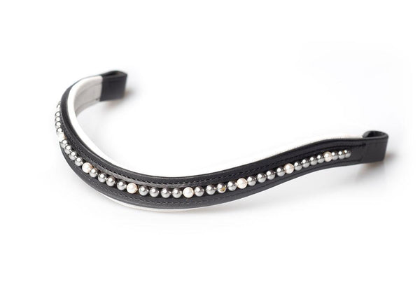 STEEL GREY PEARLAND CREAM MID THIN WAVE WHITE PADDING - BLACK BROWBAND - Flexible Fit Equestrian LLC