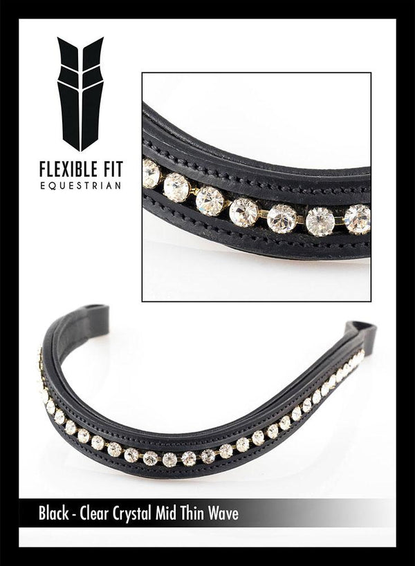 CLEAR MID THIN WAVE - BLACK BROWBAND - Flexible Fit Equestrian LLC